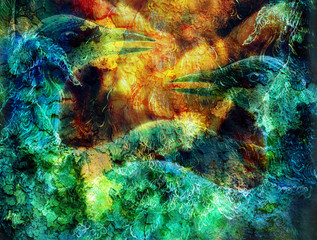 Obraz na płótnie Canvas the phoenix bird collage and crackel structure