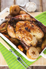 Roasted Chicken with apples and potatoes