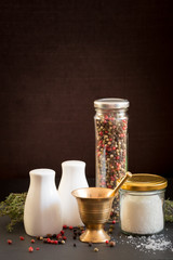 Concept of salt and pepper accessories
