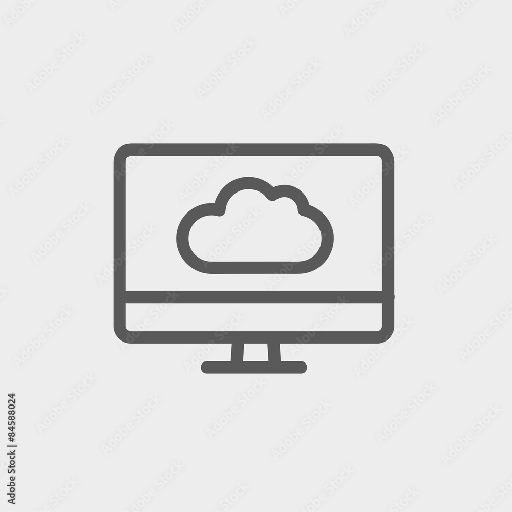 Poster cloud computing thin line icon