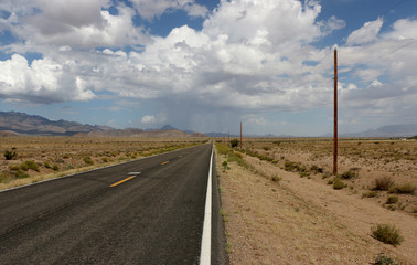 Rainy day on a desert road