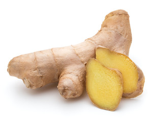 Fresh ginger root or rhizome isolated on white background cutout © Natika