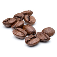 roasted coffee beans isolated in white background cutout