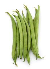 Green beans handful isolated on white background cutout