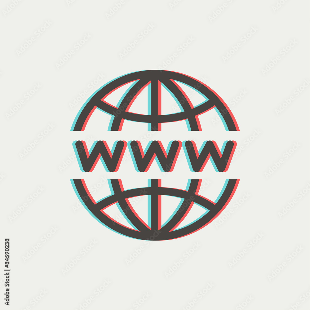 Poster globe with website design thin line icon