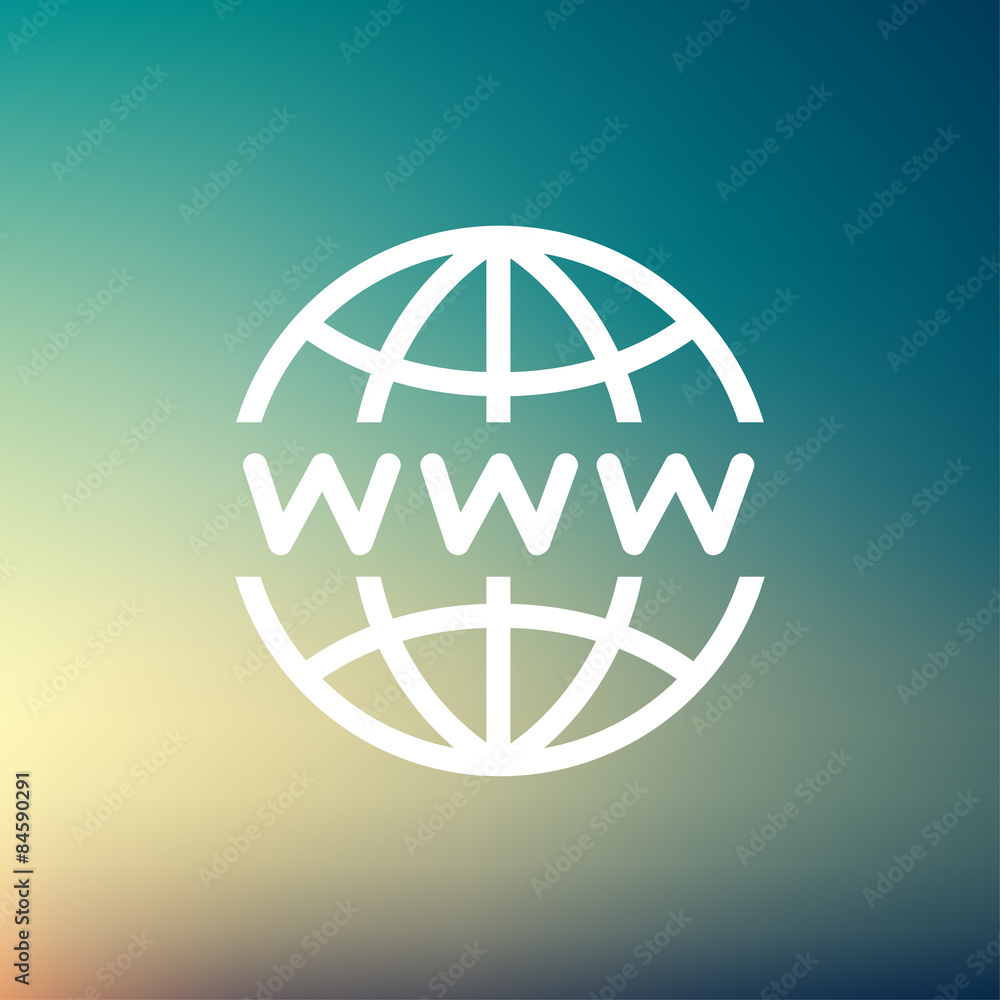 Poster globe with website design thin line icon