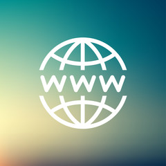Globe with website design thin line icon