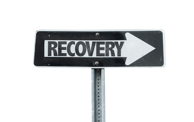 Recovery direction sign isolated on white
