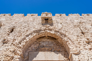 Fototapeta na wymiar Upper part of Zion Gate, Jerusalem