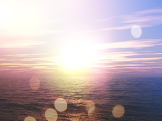 Sunset over the ocean with retro effect