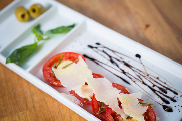 Fresh tomatoes, basil, garlic and parmesan cheese