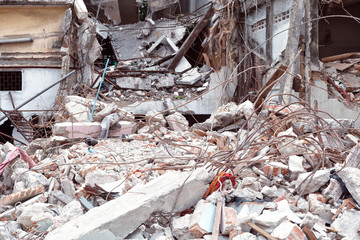 old building destroyed demolition construction concrete architecture garbage abandoned