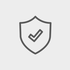 Shield with check mark thin line icon