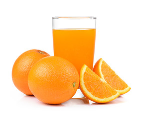 Orange juice and orange isolated on white background