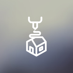 Futuristic 3D printer thin line icon