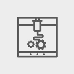 Three D printer thin line icon