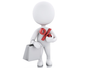 3d white people with a percent sign