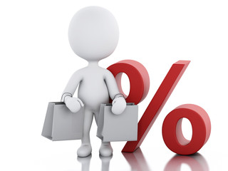 3d white people with shopping bag