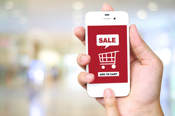 Sale and shopping on line concept on smart phone screen