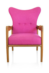 Fototapeta premium pink vintage arm chair isolated on white background