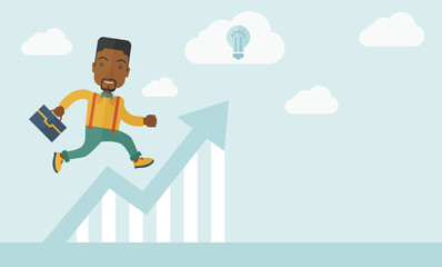 Running man into graph arrow up. 