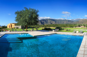 Swimming pool in the vineyard and in Cafayate, northern Argentin