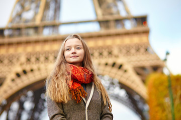 Young girl in Paris on a fall day