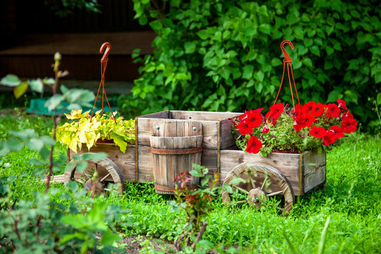 Cart with flowers