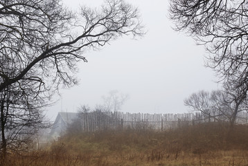 Mystery autumn rural landscape