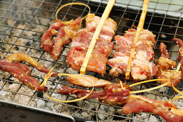 thai pork barbecue and herb in thailand