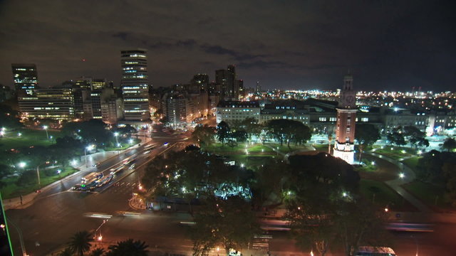 Argentina clock tower night traffic time lapse