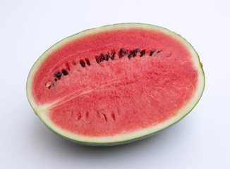 Fototapeta na wymiar Watermelon Cross Section On White Background