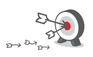 Vector : Arrow hit red target at dart board, Business concept, G