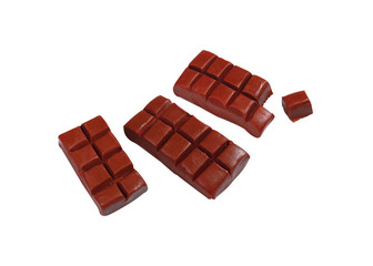 dark chocolate model from japanese clay on white background