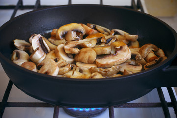 Frying mushrooms