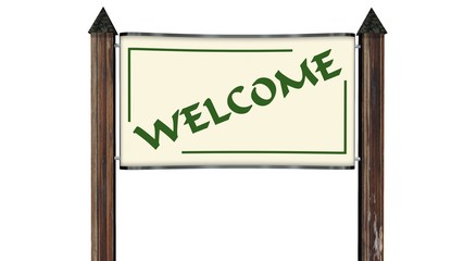 welcome signboard on white background