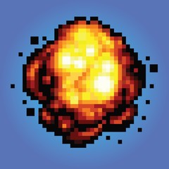 bang explosion pixel art game style illustration
