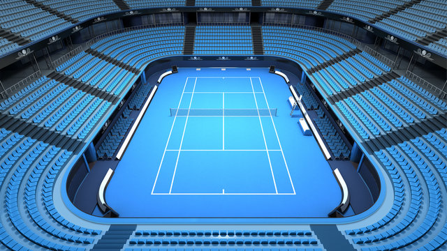 empty tennis court stadium indoor view