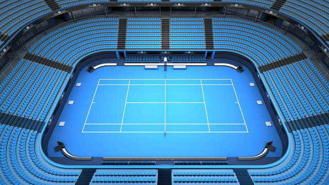 empty tennis court stadium interior view