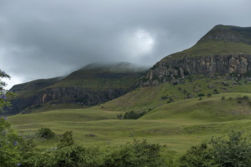 Drakensberg mountain in one stormy day, South Africa