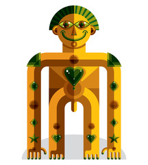 Bizarre creature vector illustration, cubism graphic modern pict