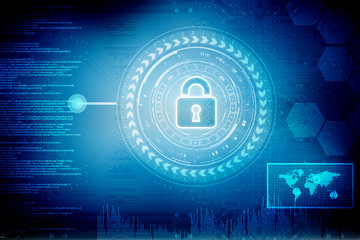 Security concept: Lock on digital screen, contrast, 3d render
