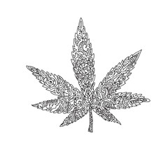Cannabis leaf zentangle