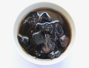 Thai dessert grass jelly  in syrup on ice