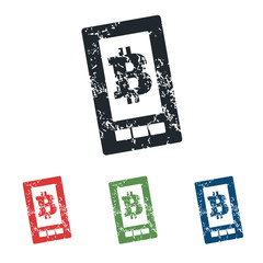 Bitcoin screen grunge icon set