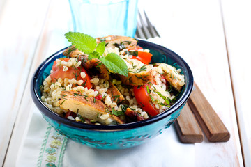 Warm chicken tabbouleh