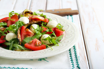 Zucchini, mozzarella, tomato  and rocket salad