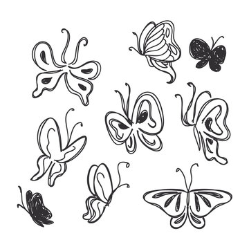 cute butterflies doodle