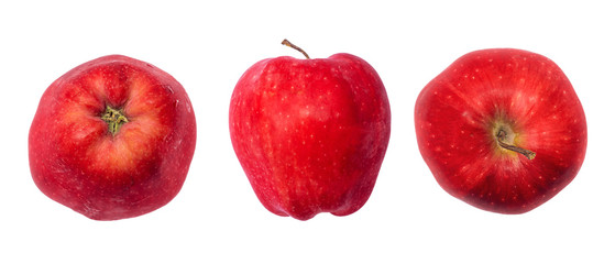 three red apple on white background