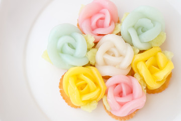 Thai dessert, Kanom Chan, Layer soft pudding made as beauty rose